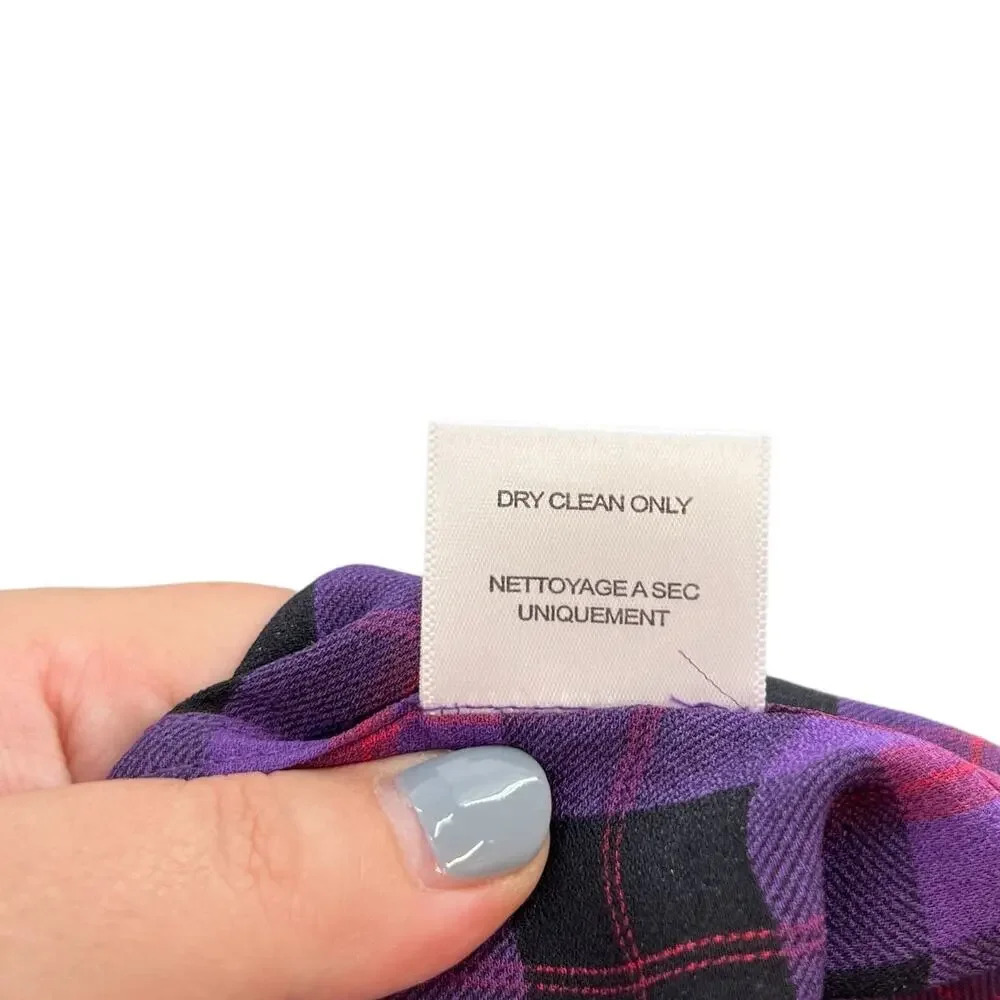 Equipment Purple Black Red‎ Plaid Check Collared Button Down Silk Blouse Small - Picture 11 of 11